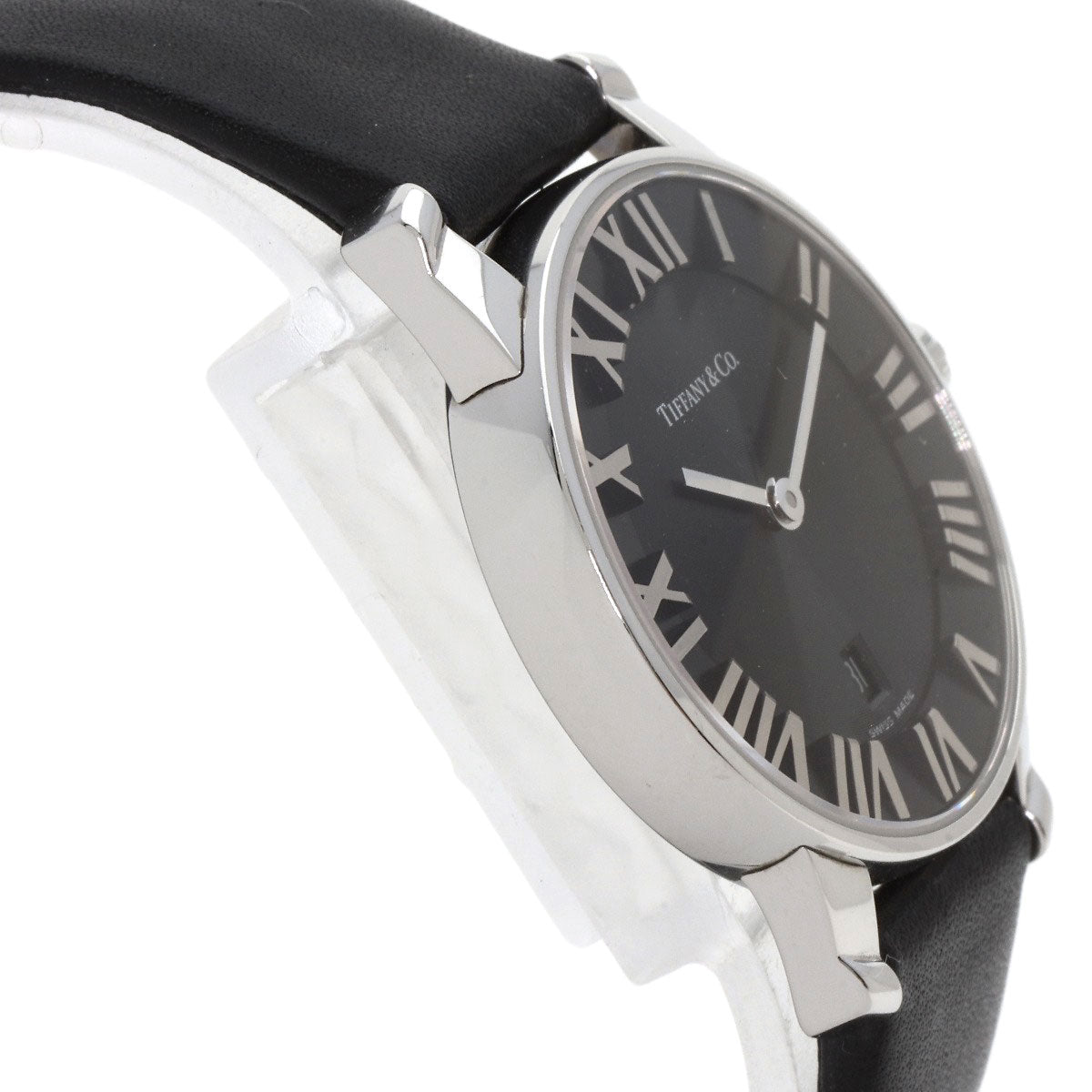 Tiffany&Co. Watches Quartz Z1830.11.10A10A52A Stainless Steel, Leather Silver Atlas Dome Black Dial
