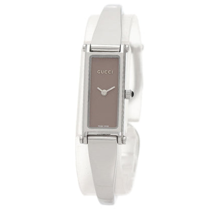 Gucci Watches Quartz 1500L Stainless Steel , Stainless Steel Silver Square Face Brown Dial Women