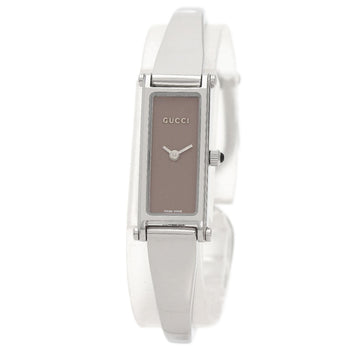 Gucci Watches Quartz 1500L Stainless Steel , Stainless Steel Silver Square Face Brown Dial Women