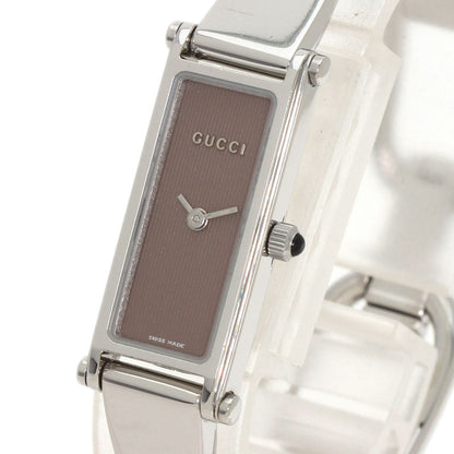 Gucci Watches Quartz 1500L Stainless Steel , Stainless Steel Silver Square Face Brown Dial Women