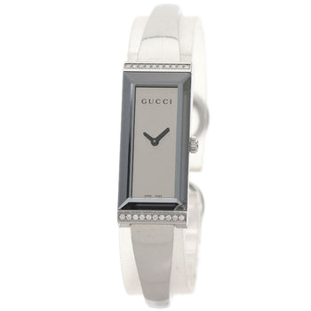 Gucci Watches Quartz 127.5 Stainless Steel , Stainless Steel Silver Square Face Bezel Diamond