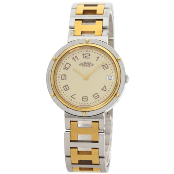 Hermes Watches Quartz Stainless Steel , Ssxgp Gold Clipper Old Belt Cream Dial Mens
