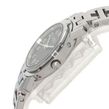 Hermes Watches Quartz Cl4.210 Stainless Steel , Stainless Steel Silver Clipper Black Dial Women