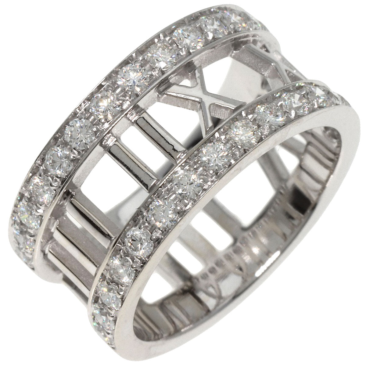 Tiffany&Co. Ring K18Wg Silver Open Atlas Diamond