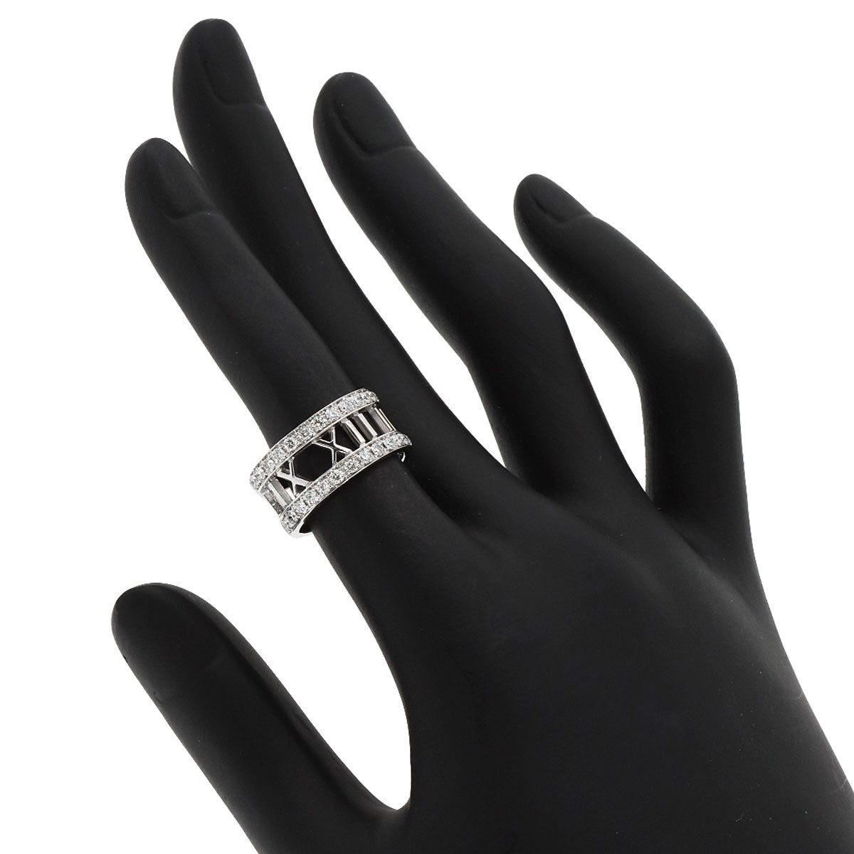 Tiffany&Co. Ring K18Wg Silver Open Atlas Diamond