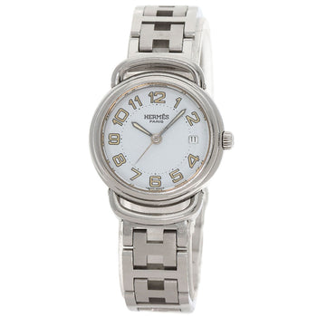 Hermes Watches Quartz Pu2.210 Stainless Steel Silver Pullman White Dial Women