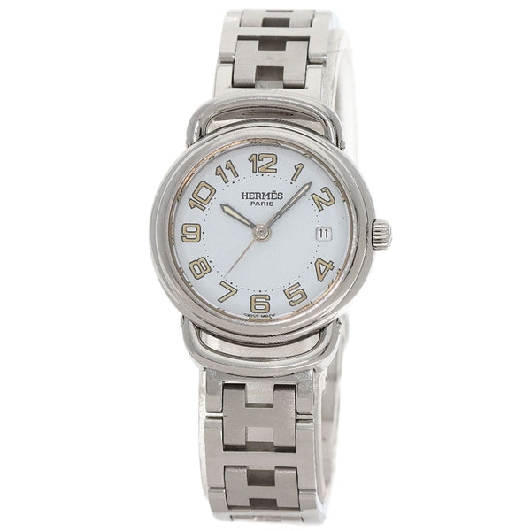 Hermes Watches Quartz Pu2.210 Stainless Steel Silver Pullman White Dial Women