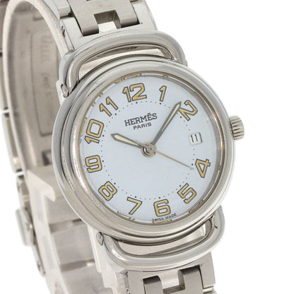 Hermes Watches Quartz Pu2.210 Stainless Steel Silver Pullman White Dial Women