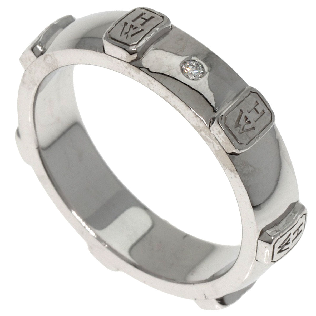 Harry Winston Ring K18Wg Silver Hw Logo Diamond Women
