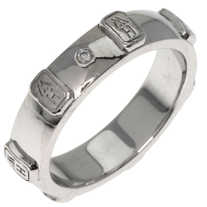 Harry Winston Ring K18Wg Silver Hw Logo Diamond Women