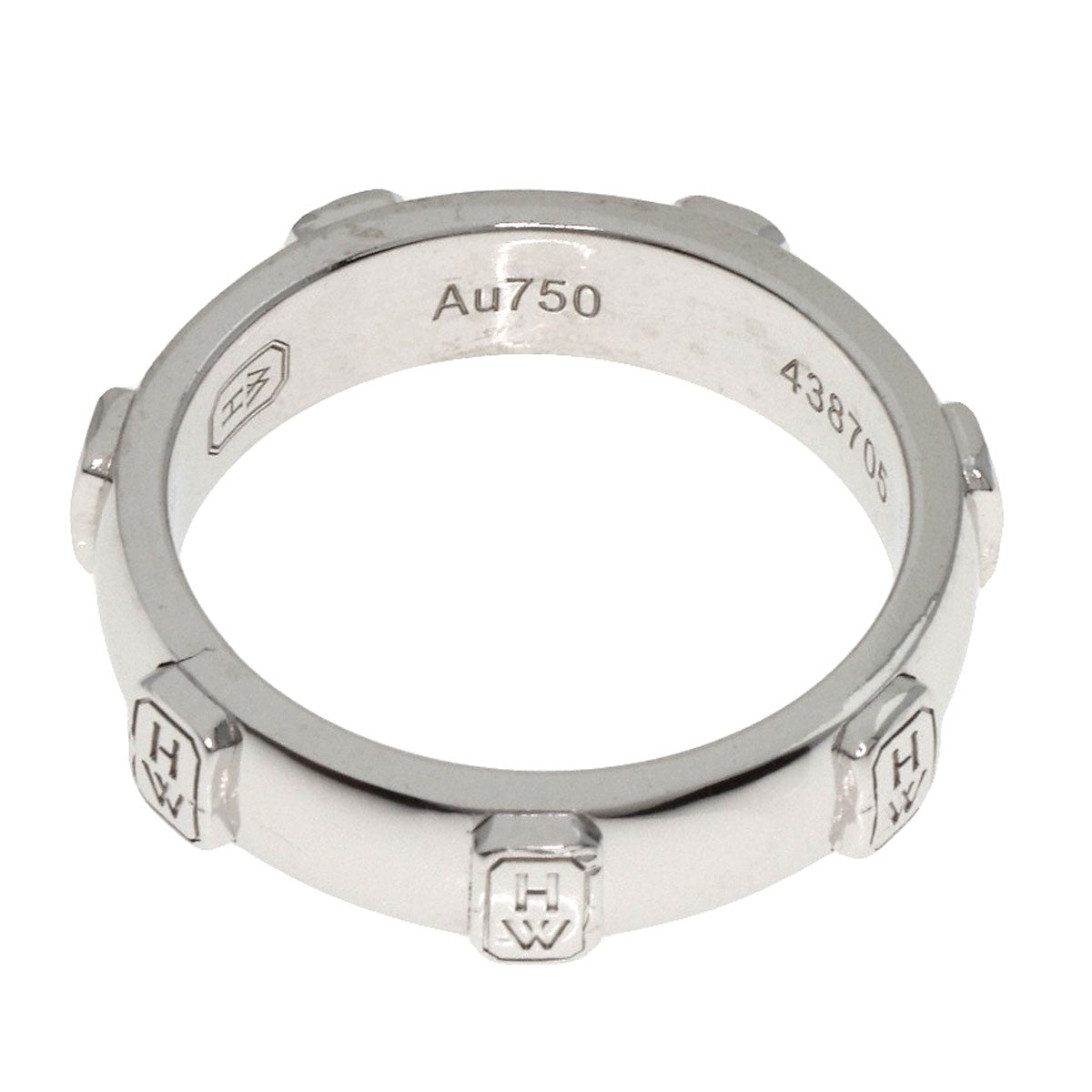 Harry Winston Ring K18Wg Silver Hw Logo Diamond Women