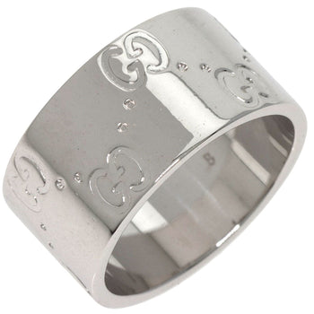 Gucci Ring K18Wg Silver Icon Wide # 8 Women