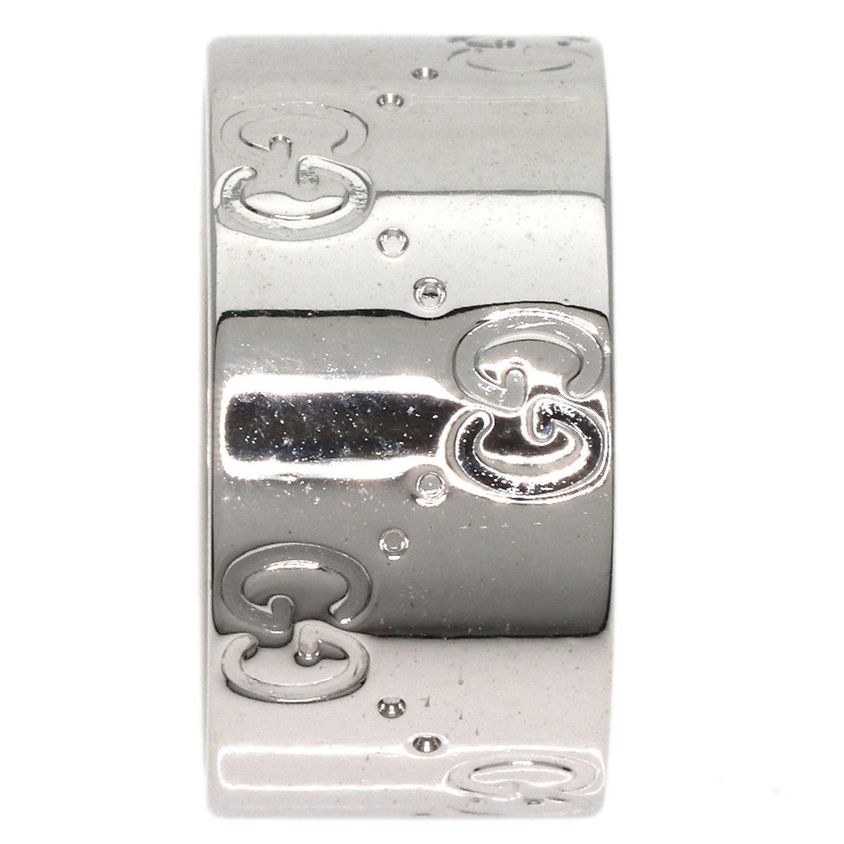 Gucci Ring K18Wg Silver Icon Wide # 8 Women