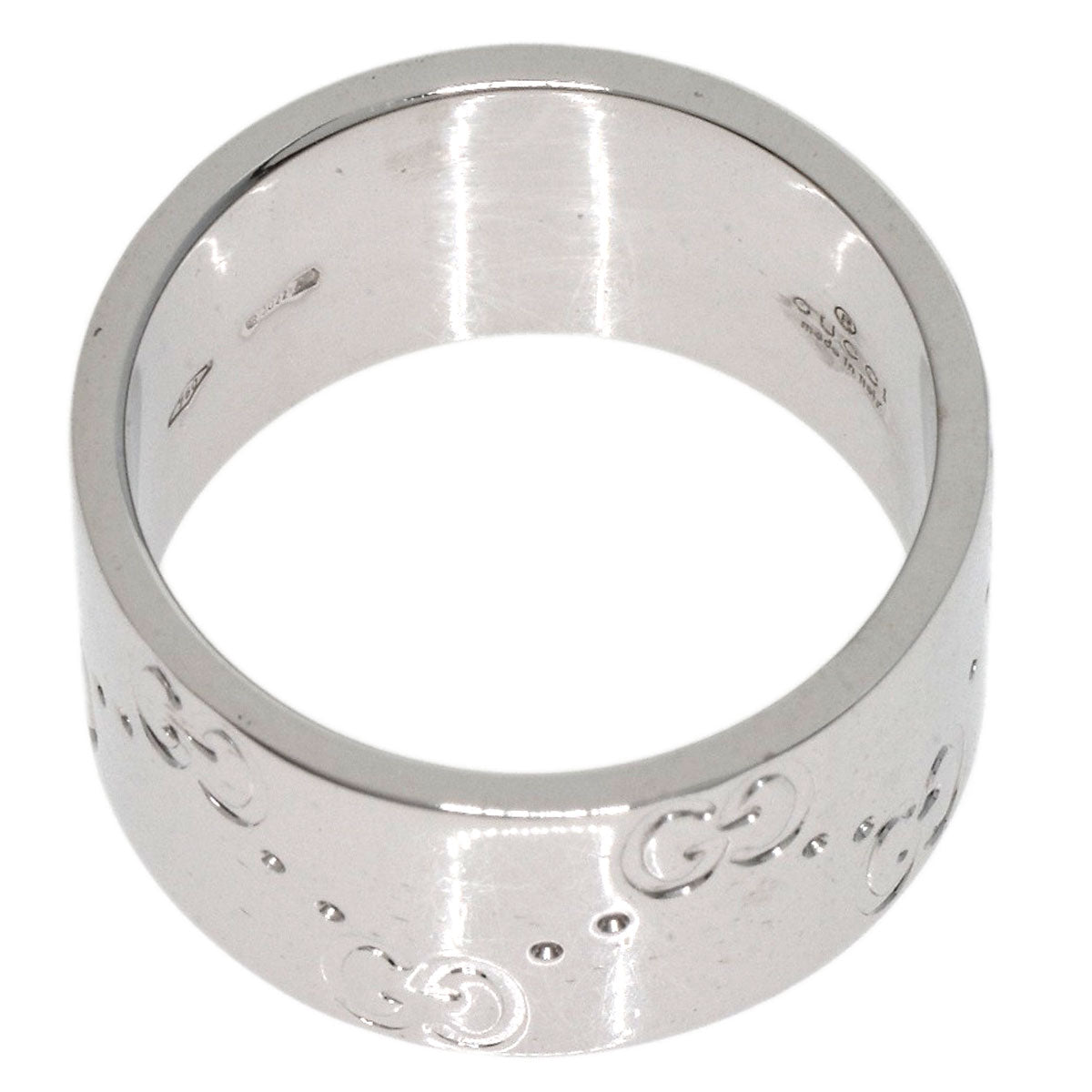 Gucci Ring K18Wg Silver Icon Wide # 8 Women