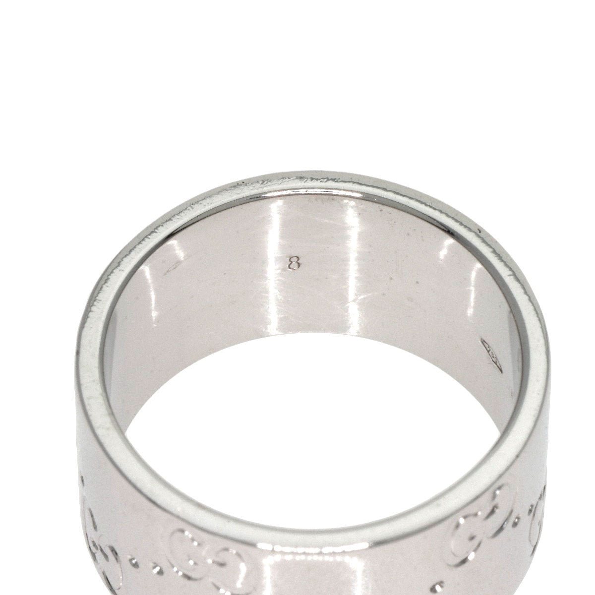 Gucci Ring K18Wg Silver Icon Wide # 8 Women