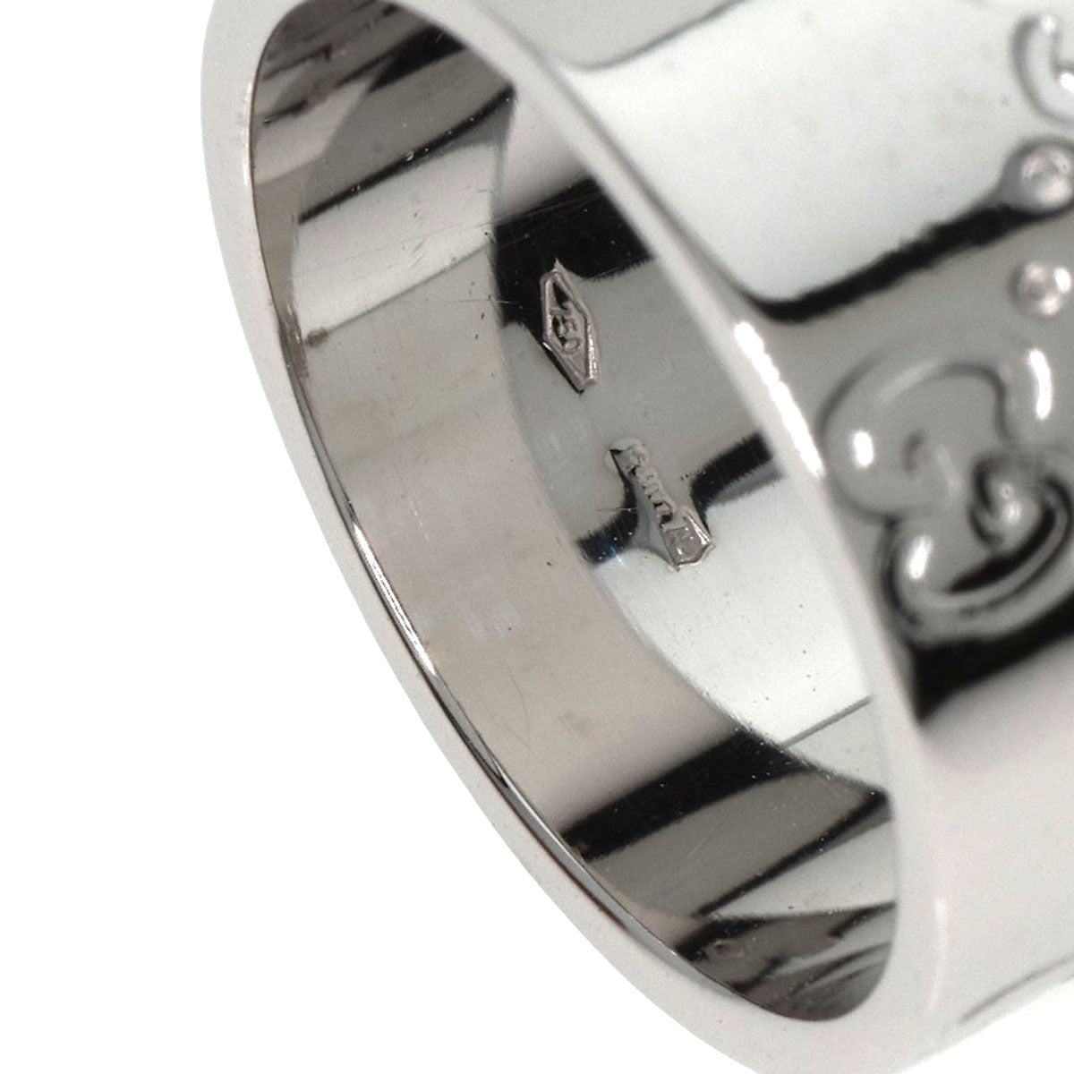 Gucci Ring K18Wg Silver Icon Wide # 8 Women