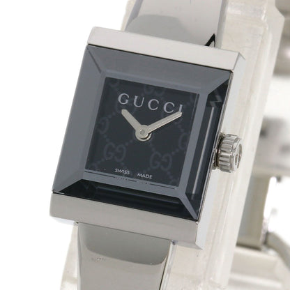 Gucci Watches Quartz 128.5 Stainless Steel , Stainless Steel Silver Square Face Black Dial Women