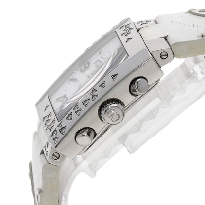 Christian Dior Watches Quartz D81-101 Stainless Steel, Leather Silver Riva Diamond Bezel White Dial
