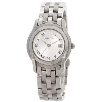 Gucci Watches Quartz 5500L Stainless Steel Silver Round Face Silver Dial