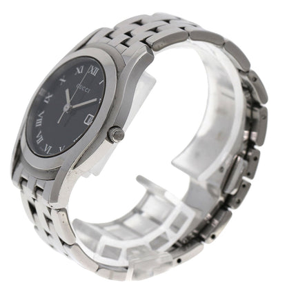 Gucci Watches Quartz 5500M Stainless Steel , Stainless Steel Silver Round Face Black Dial Mens
