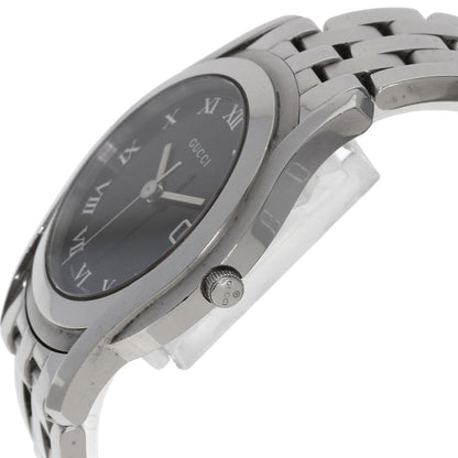 Gucci Watches Quartz 5500M Stainless Steel , Stainless Steel Silver Round Face Black Dial Mens