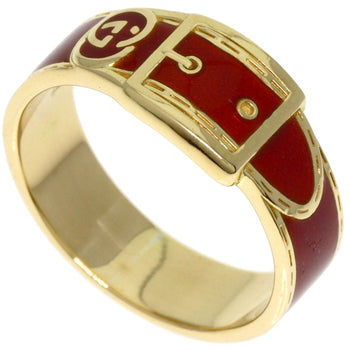 Gucci Ring 18K Yellow Gold Gold Belt Motif Enamel Women