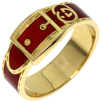 Gucci Ring 18K Yellow Gold Gold Belt Motif Enamel Women