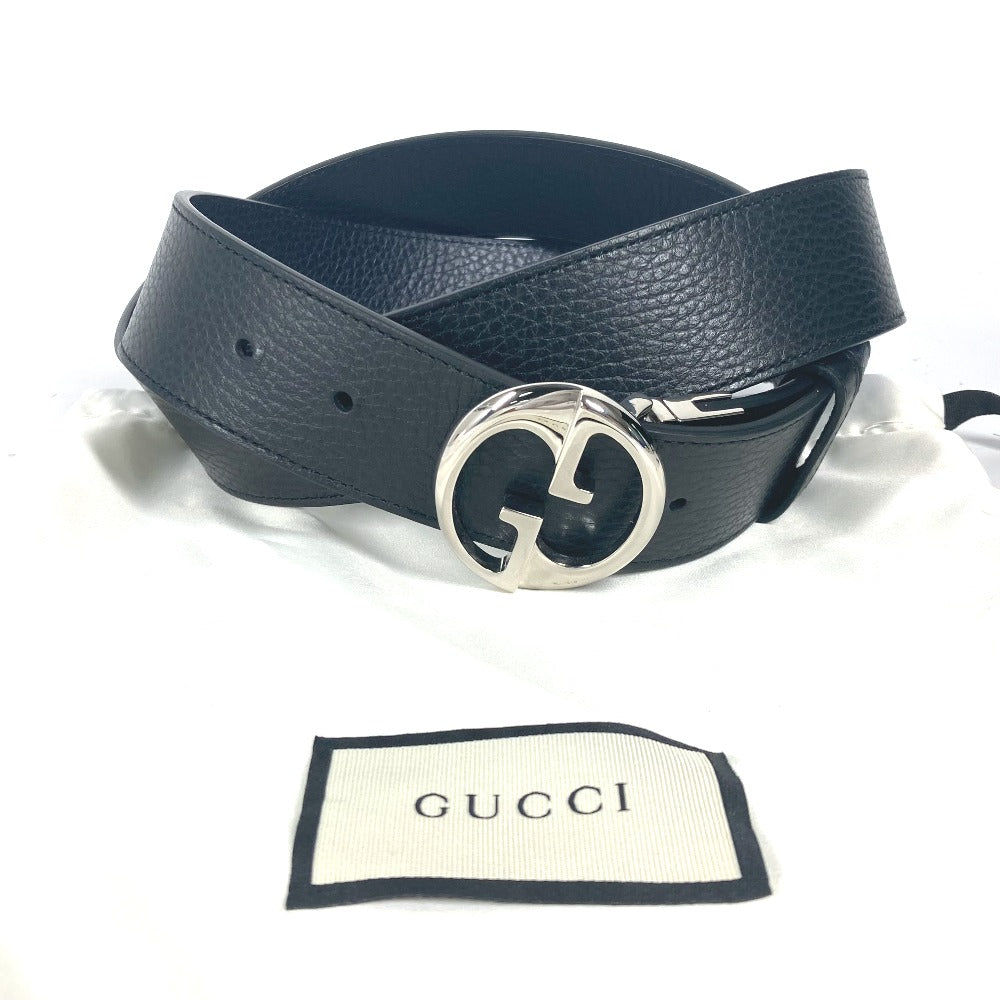 Gucci Belt 449715 Leather Black Gg Logo Mens 105