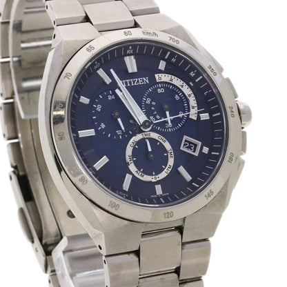 Citizen Watches Solar Powered Radio Watch At3010-55L Titanium, Titanium Silver Atessa Blue Dial Mens