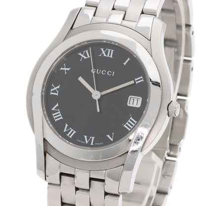 Gucci Watches Quartz 5500M Stainless Steel Silver Round Face Black Dial