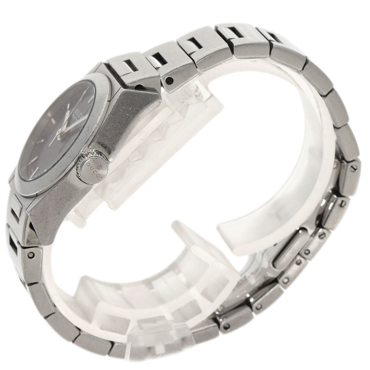 Gucci Watches Quartz 115.5 Stainless Steel , Stainless Steel Silver Pantheon Black Dial Women