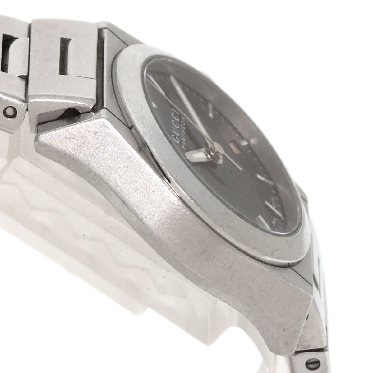 Gucci Watches Quartz 115.5 Stainless Steel , Stainless Steel Silver Pantheon Black Dial Women