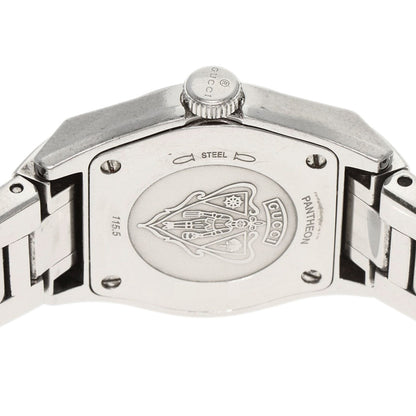 Gucci Watches Quartz 115.5 Stainless Steel , Stainless Steel Silver Pantheon Black Dial Women