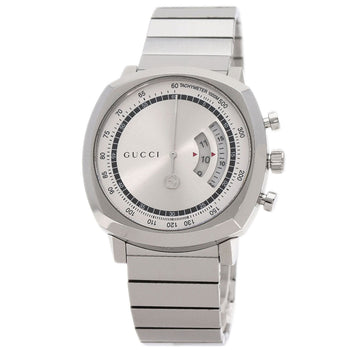 Gucci Watches Quartz Ya157302 Stainless Steel , Stainless Steel Silver Grip Chronograph Silver Dial