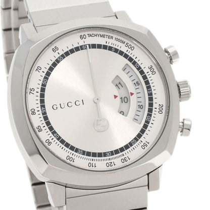 Gucci Watches Quartz Ya157302 Stainless Steel , Stainless Steel Silver Grip Chronograph Silver Dial
