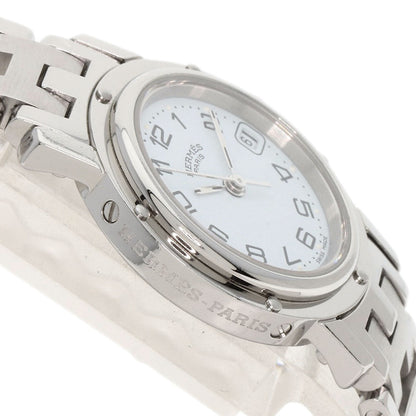 Hermes Watches Quartz Cl4.210 Stainless Steel , Stainless Steel Silver Clipper New Buckle White