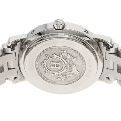 Hermes Watches Quartz Cl4.210 Stainless Steel , Stainless Steel Silver Clipper New Buckle White