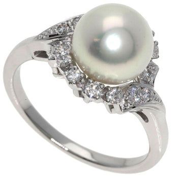 Mikimoto Ring Pt950 Silver Akoya Pearl Diamond