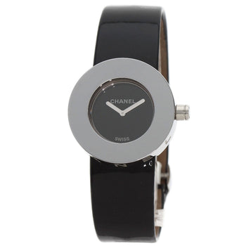 Chanel Watches Quartz H0579 Stainless Steel, Leather Silver La Ronde Black Dial Women
