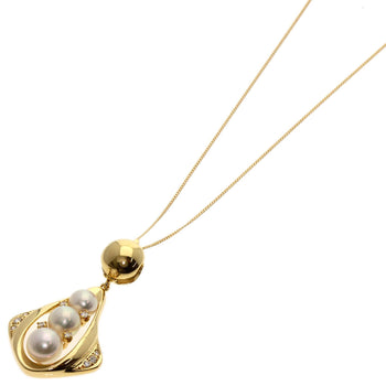 Mikimoto Necklace 18K Yellow Gold Gold Pearl Pearl Diamond