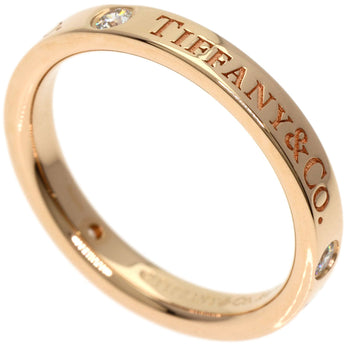 Tiffany&Co. Ring 18K Pink Gold Gold Flat Band 3P Diamond Women