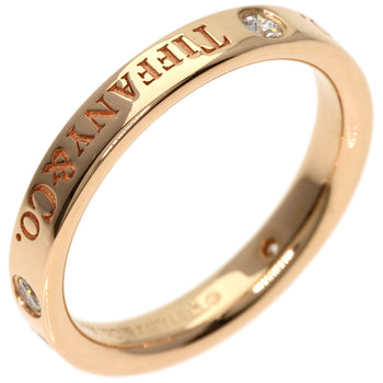Tiffany&Co. Ring 18K Pink Gold Gold Flat Band 3P Diamond Women