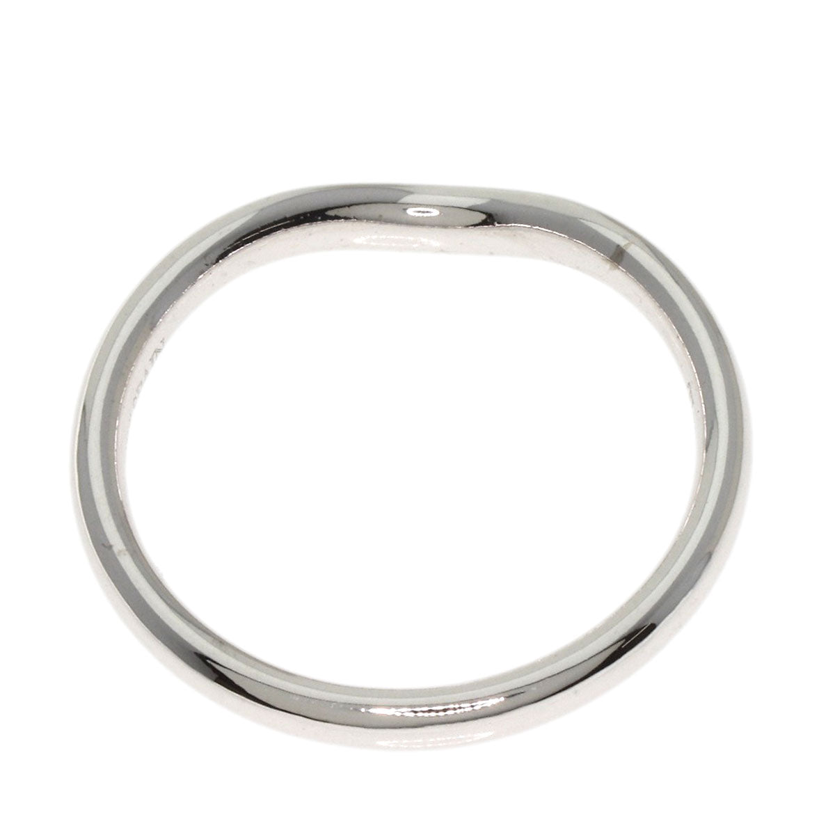 Tiffany&Co. Ring K18Wg Silver Curved 3P Diamond