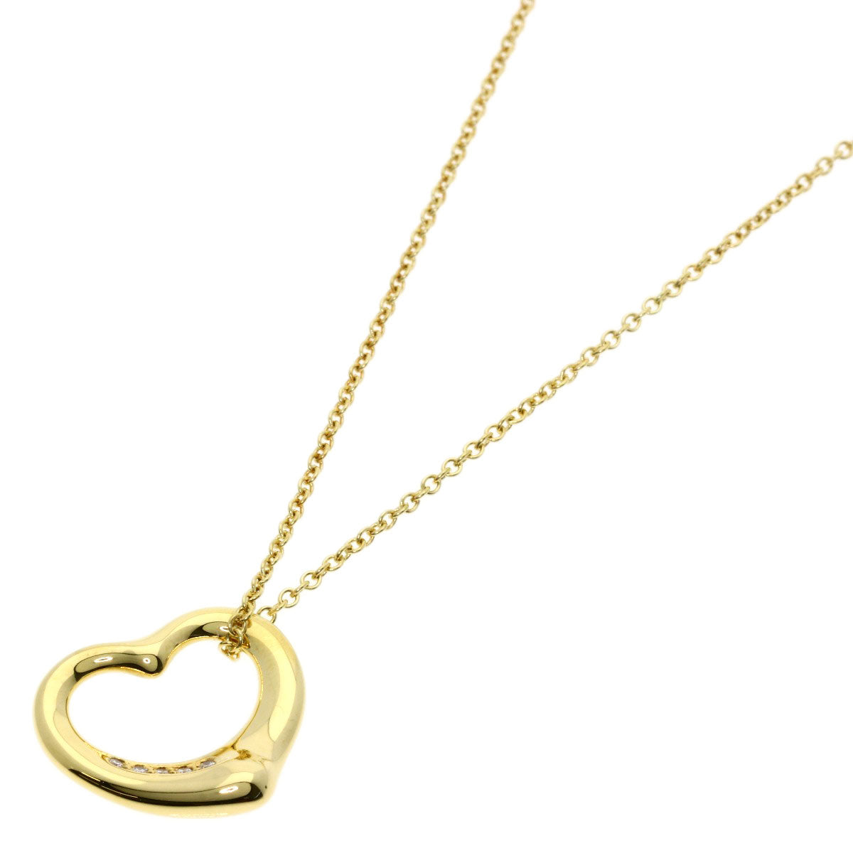Tiffany&Co. Necklace 18K Yellow Gold Gold Open Heart 5P Diamond