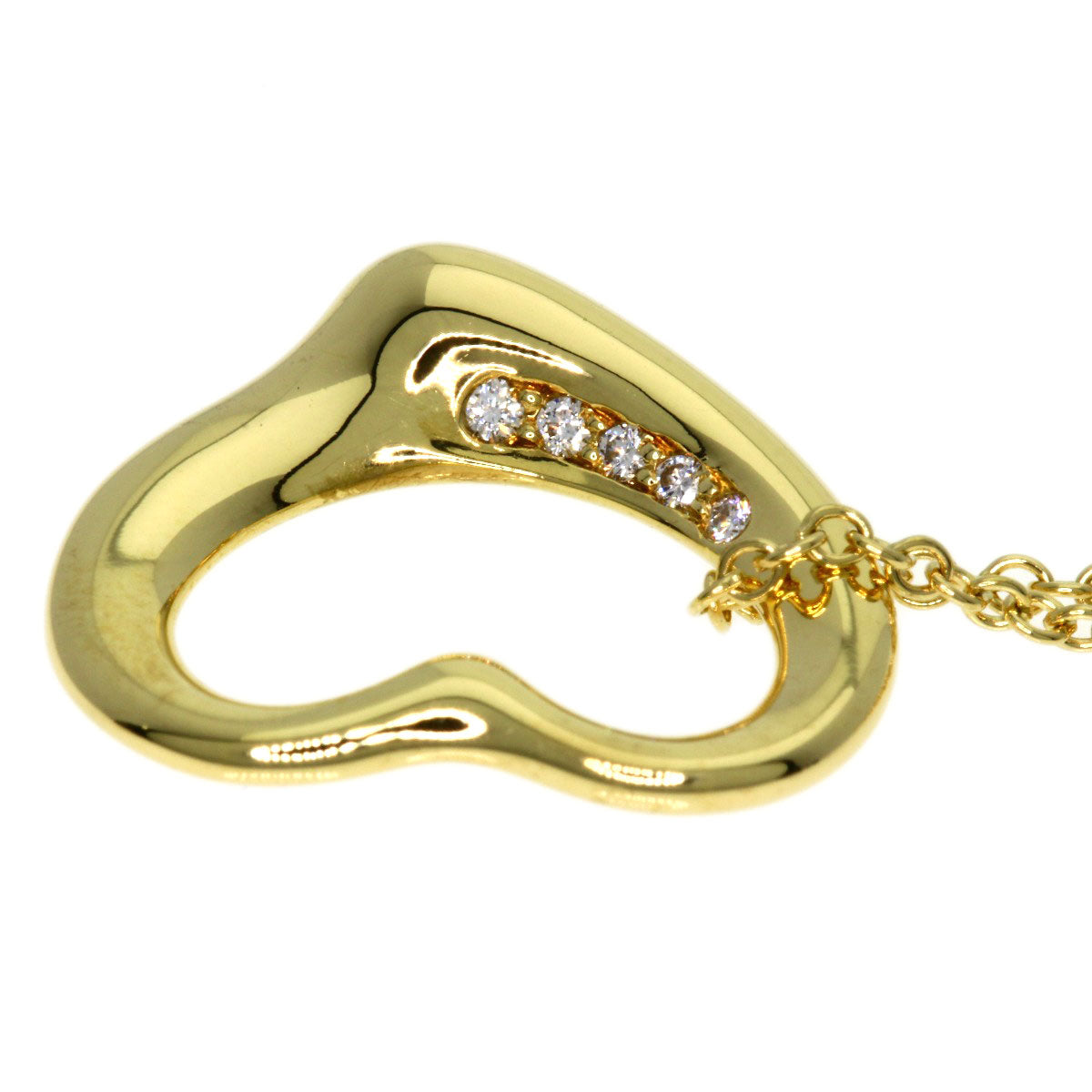 Tiffany&Co. Necklace 18K Yellow Gold Gold Open Heart 5P Diamond