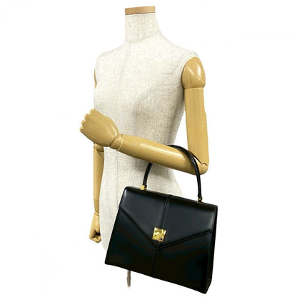 Yves Saint Laurent Handbag Leather Black Ysl Logometal Women