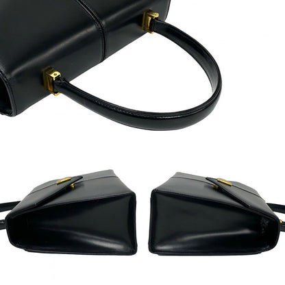 Yves Saint Laurent Handbag Leather Black Ysl Logometal Women