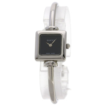 Gucci Watches Quartz Stainless Steel , Stainless Steel Silver 1900L Black Dial Women