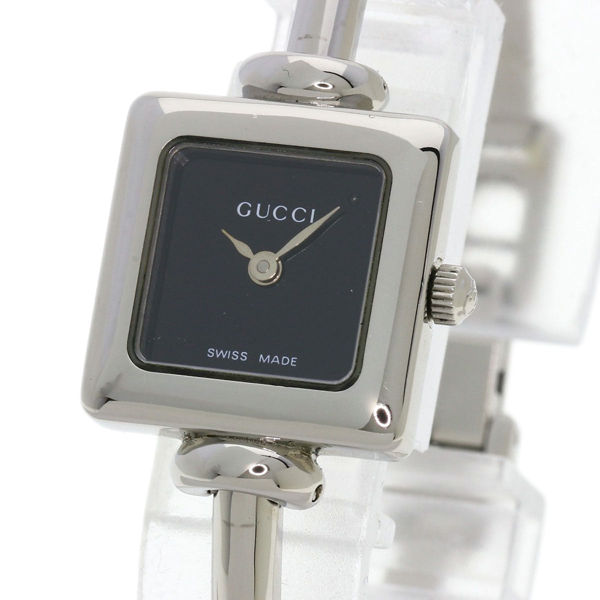 Gucci Watches Quartz Stainless Steel , Stainless Steel Silver 1900L Black Dial Women