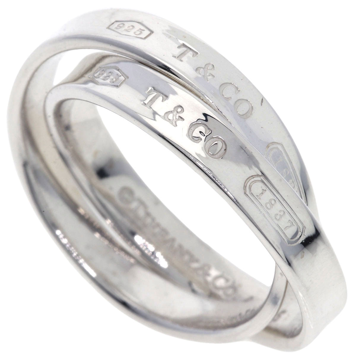 Tiffany&Co. Ring Sv Silver 1837 Interlocking